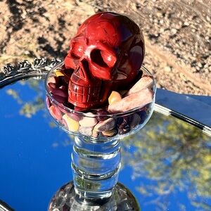 Red Jasper Skull, Sunstone Double Points, Mookite Tumbles, Shungite Tumble